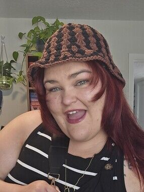 Handmade Crochet Bucket Hat - Black & Brown